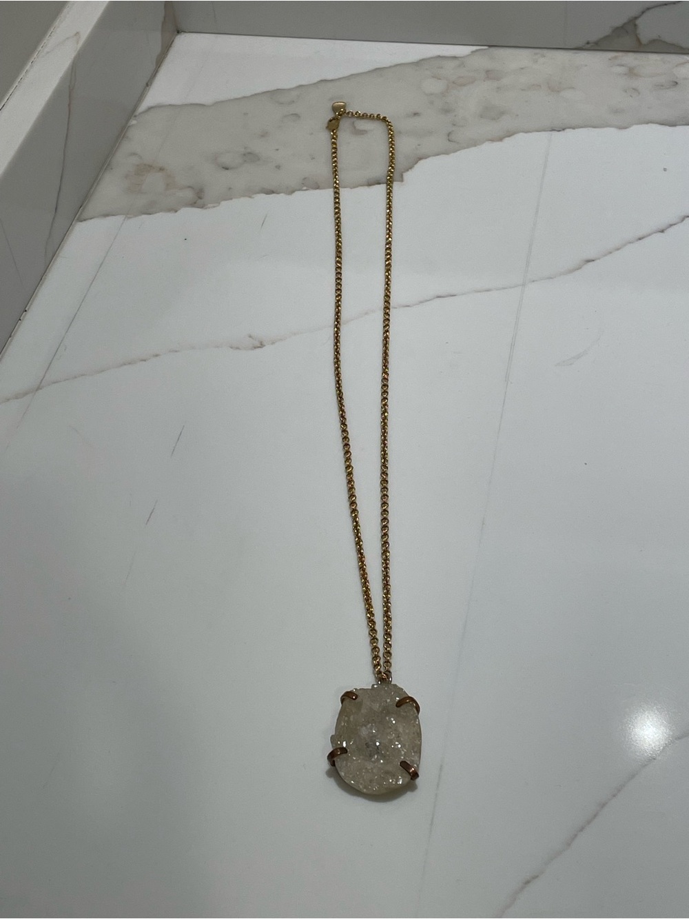 Anthropologie Gold-tone Chain with White Druzy Pendant